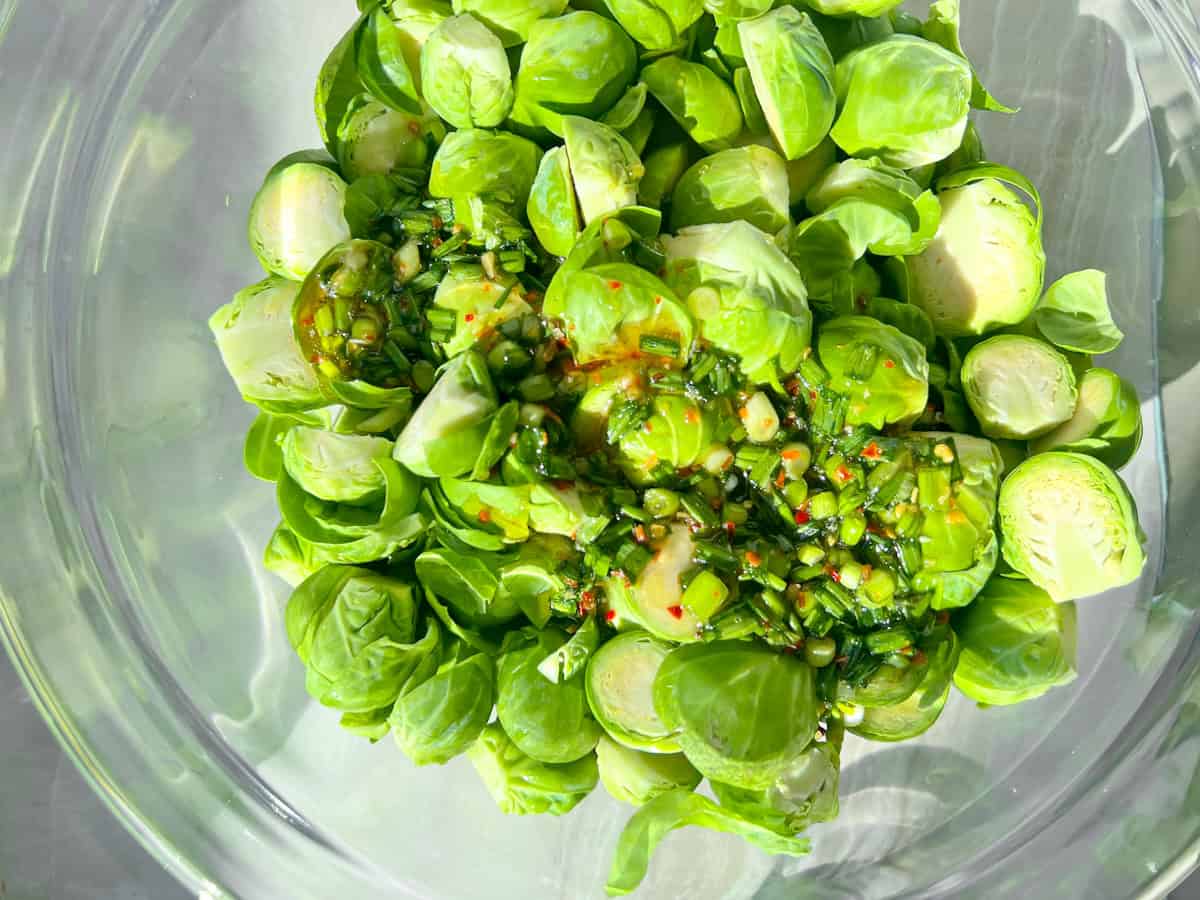 Brussel sprouts with marinade.