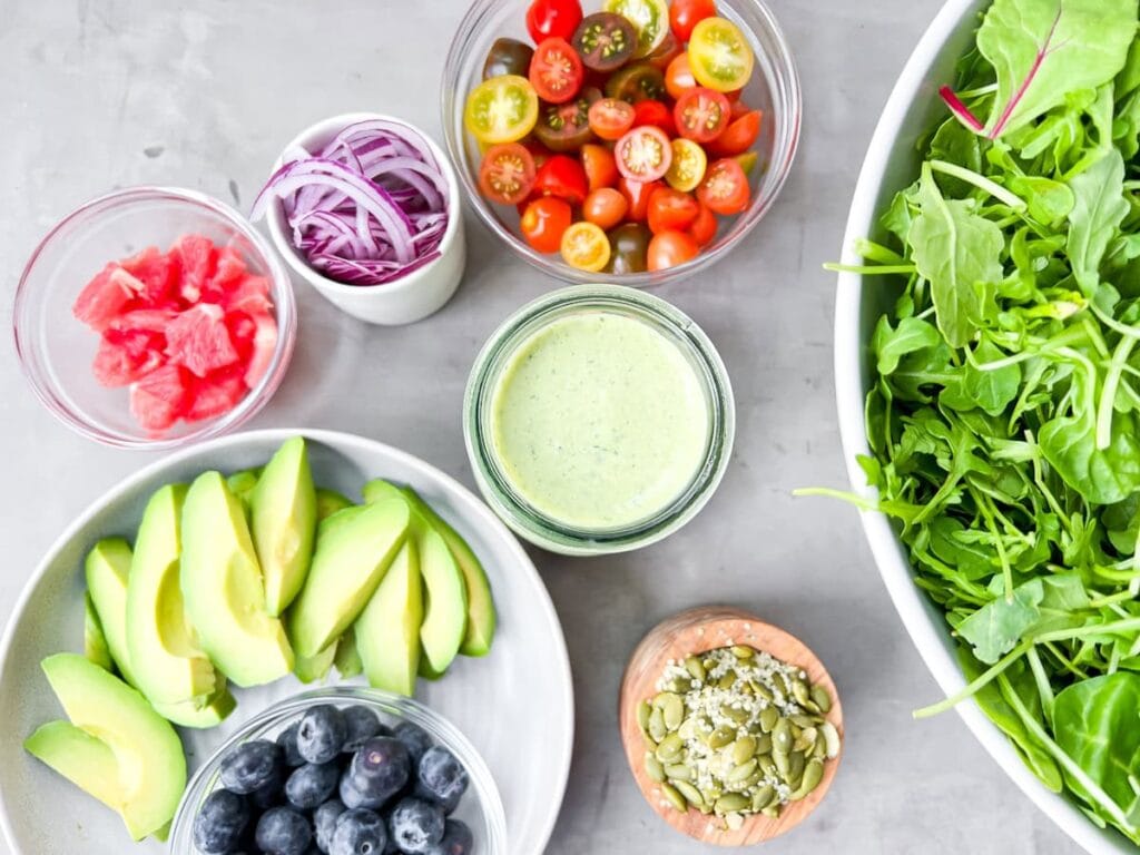 Salad ingredients.