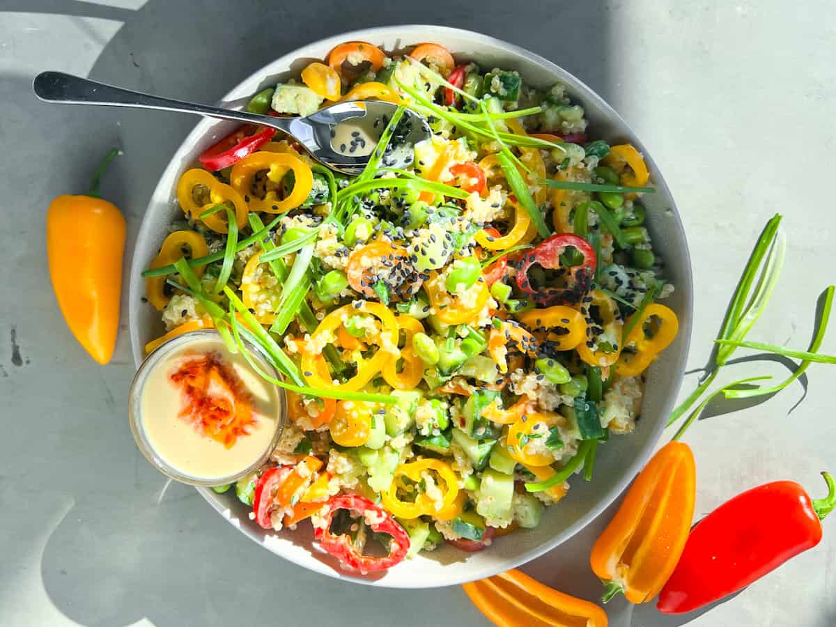 Finished cucumber and pepper salad.