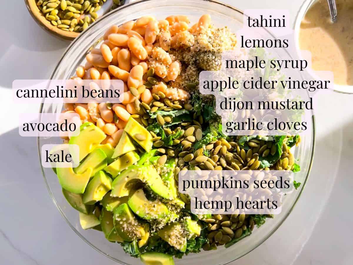 Kale and white bean salad (Erewhon copycat) ingredients.