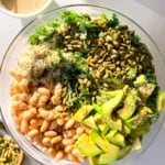 White bean and kale salad labeled.