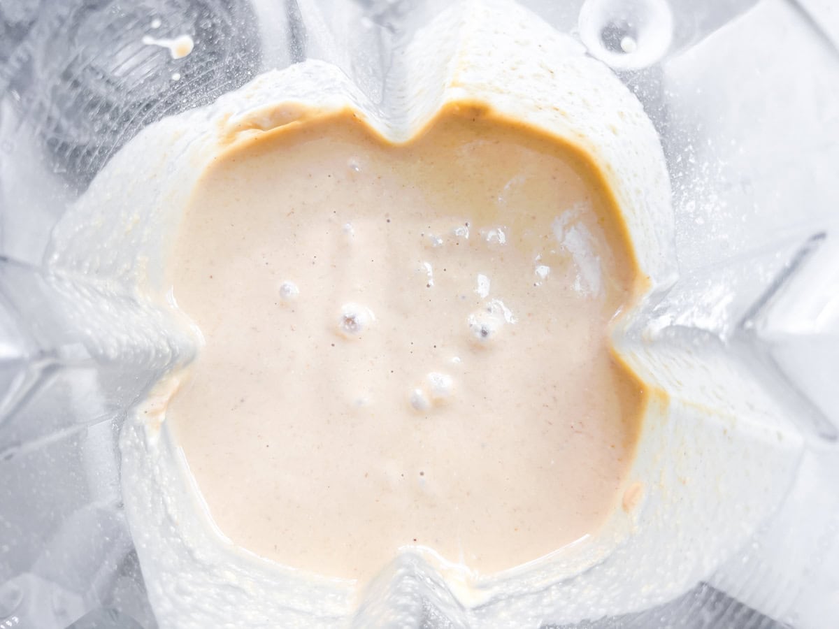 Buckwheat groats blended in a blender.