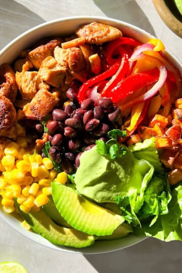 Southwest chicken bowls finished.