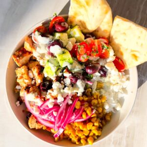Cava Bowls with pita.