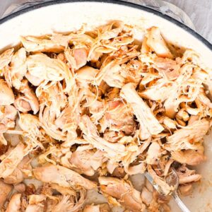 Dutch oven shredded chicken.