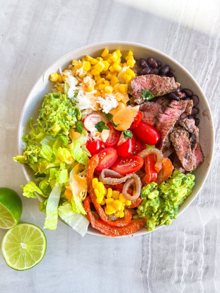 Steak and rice bowls