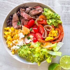 Steak and rice bowls
