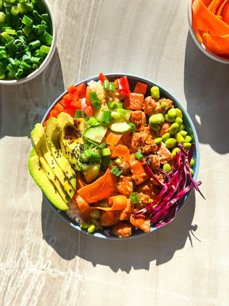 Salmon poke bowls.