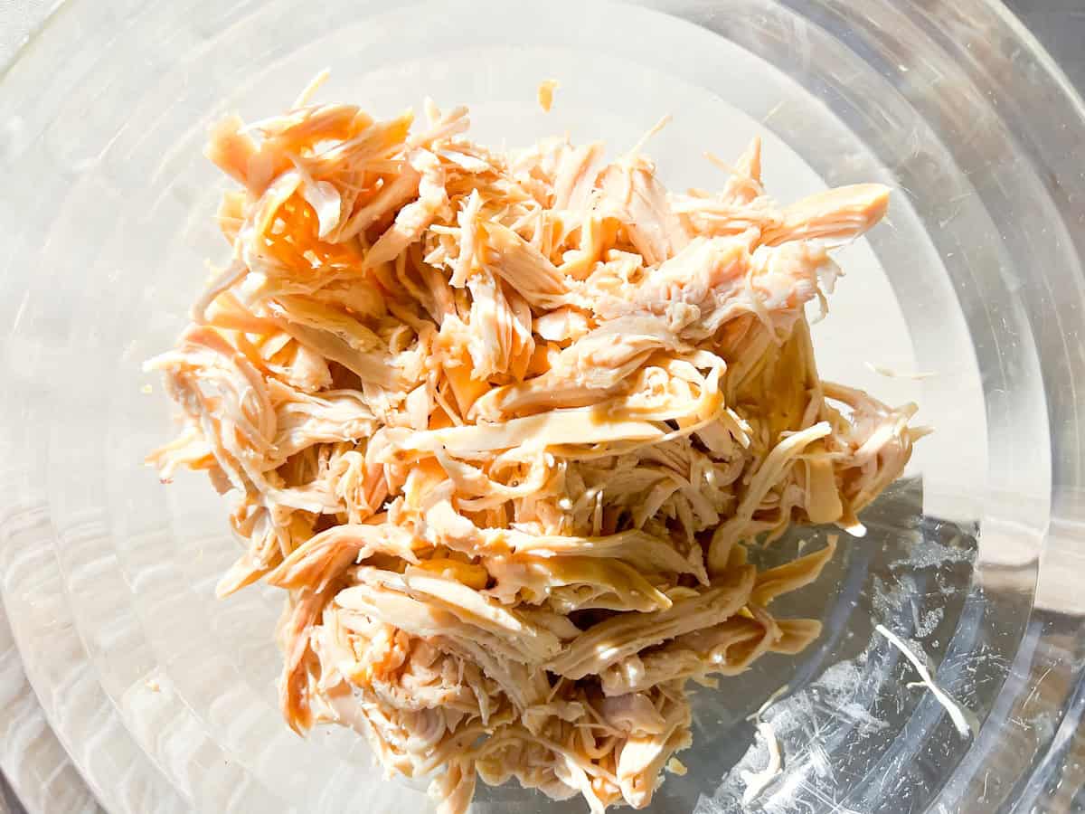 Shredded rotisserie chicken.