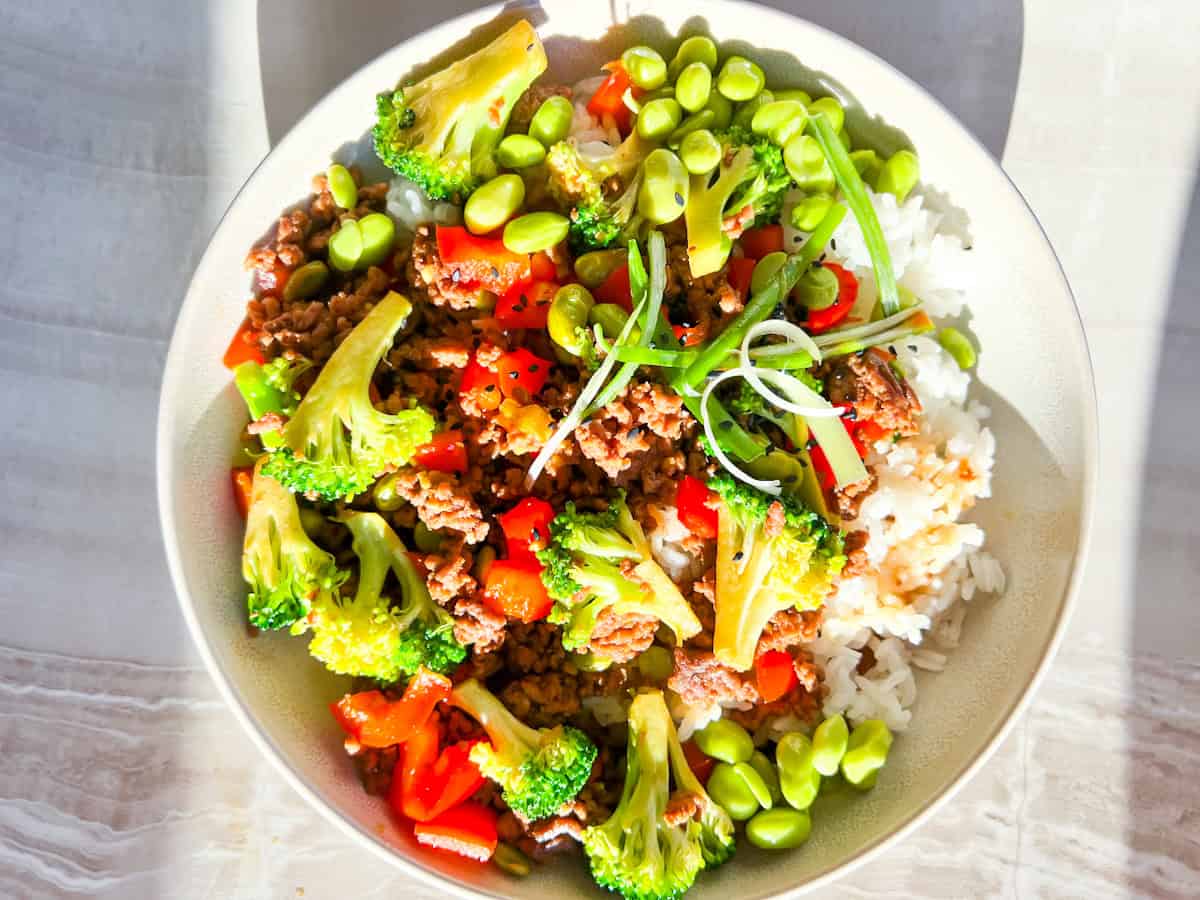 Teriyaki Beef bowls finished.