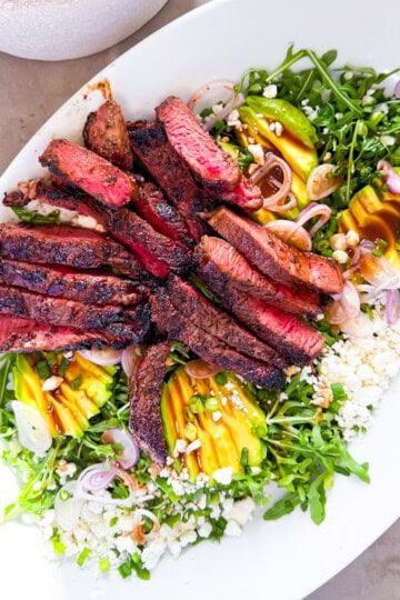 Finished arugula and steak salad.
