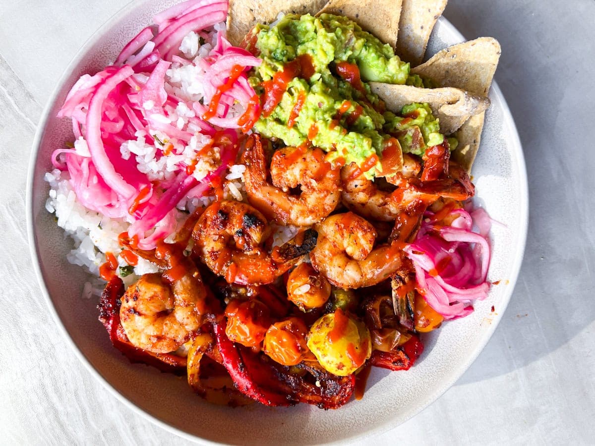 20 Minute Blackened shrimp burrito bowls.