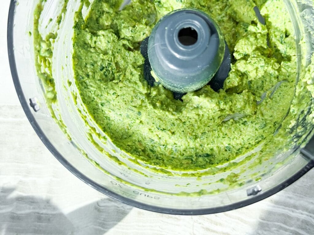 Blended pesto.