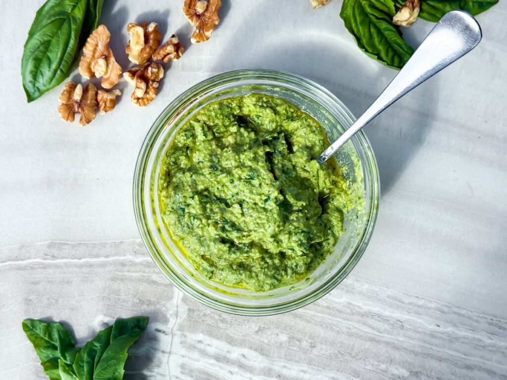 Pesto without pine nuts.