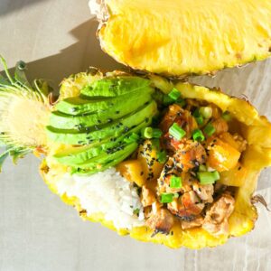 Teriyaki Chicken Pineapple Bowls.