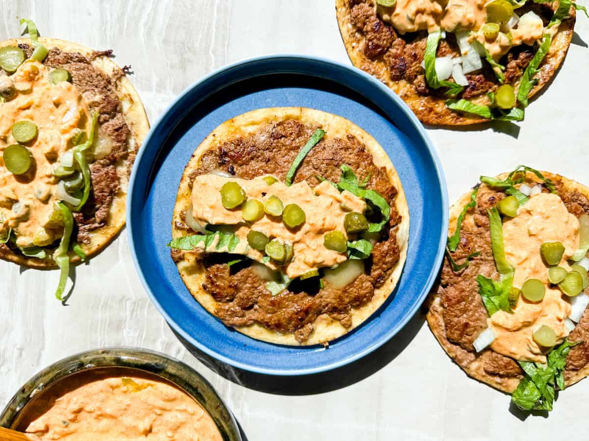 Big mac tacos assembled.