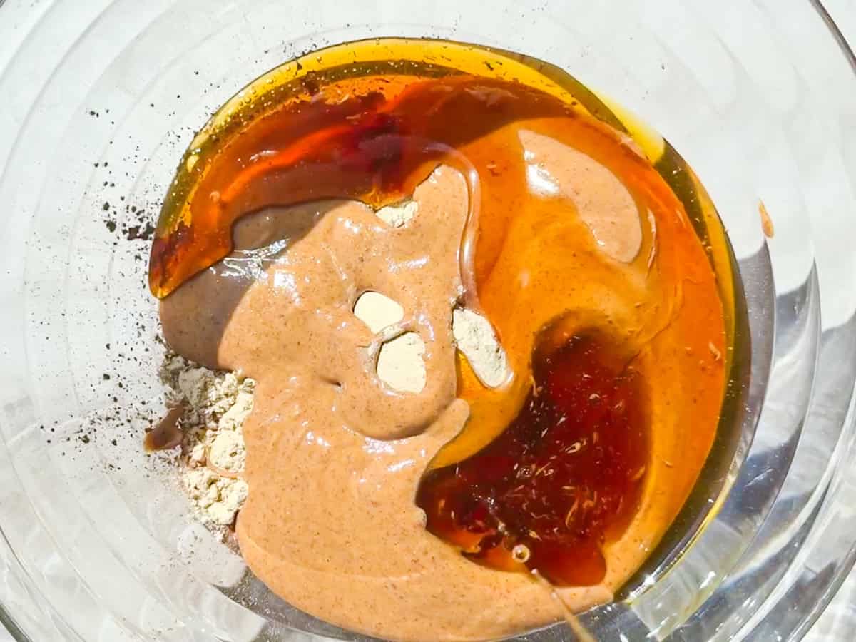 Edible brownie batter ingredients in a bowl ready to be mixed.