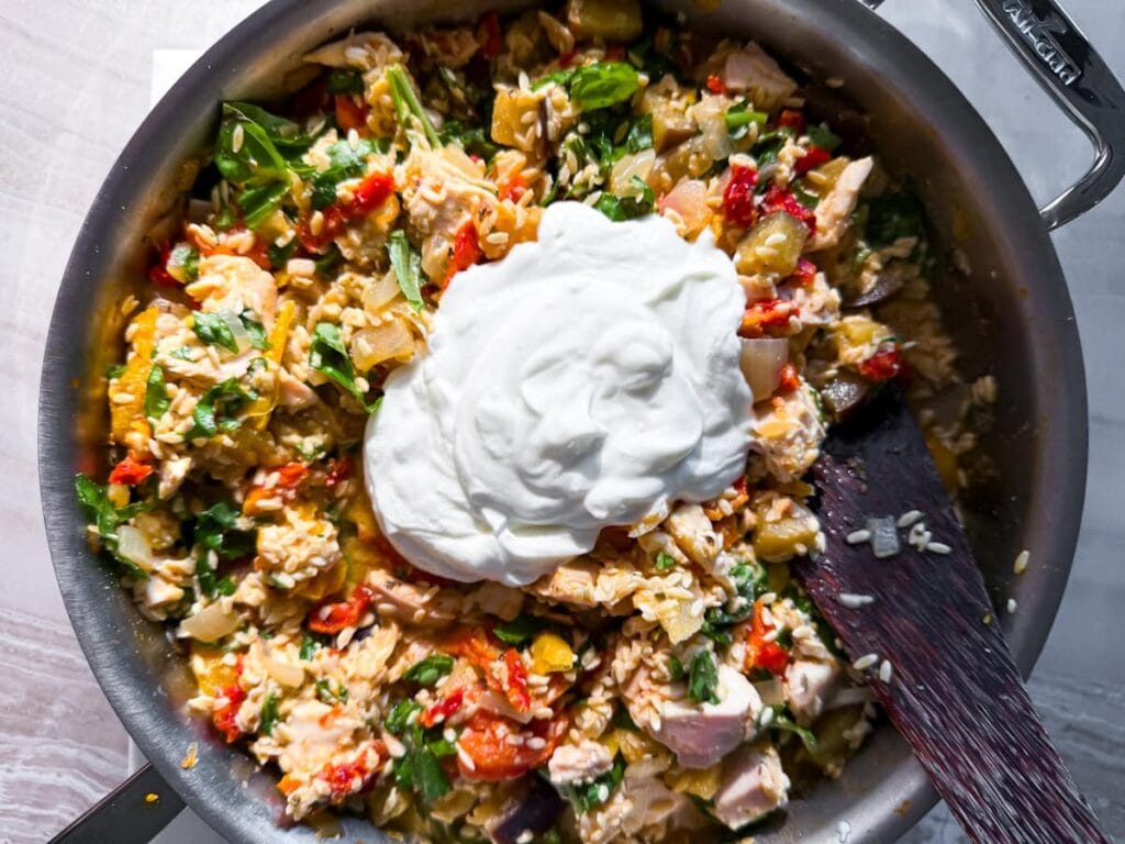 Lemon orzo chicken.