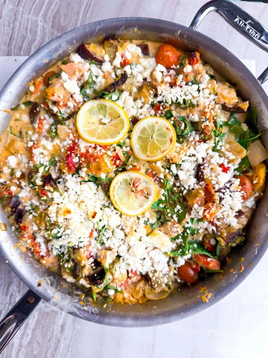 Lemon orzo chicken.
