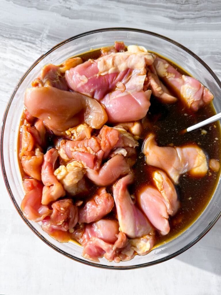 Marinating chicken.