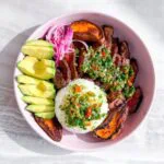 Steak and rice bowls.