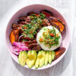Steak and rice bowls.