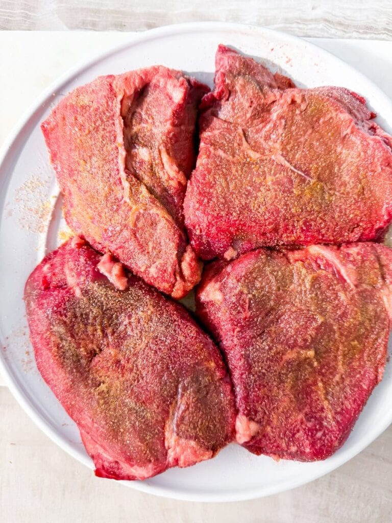 Seasoned steak.