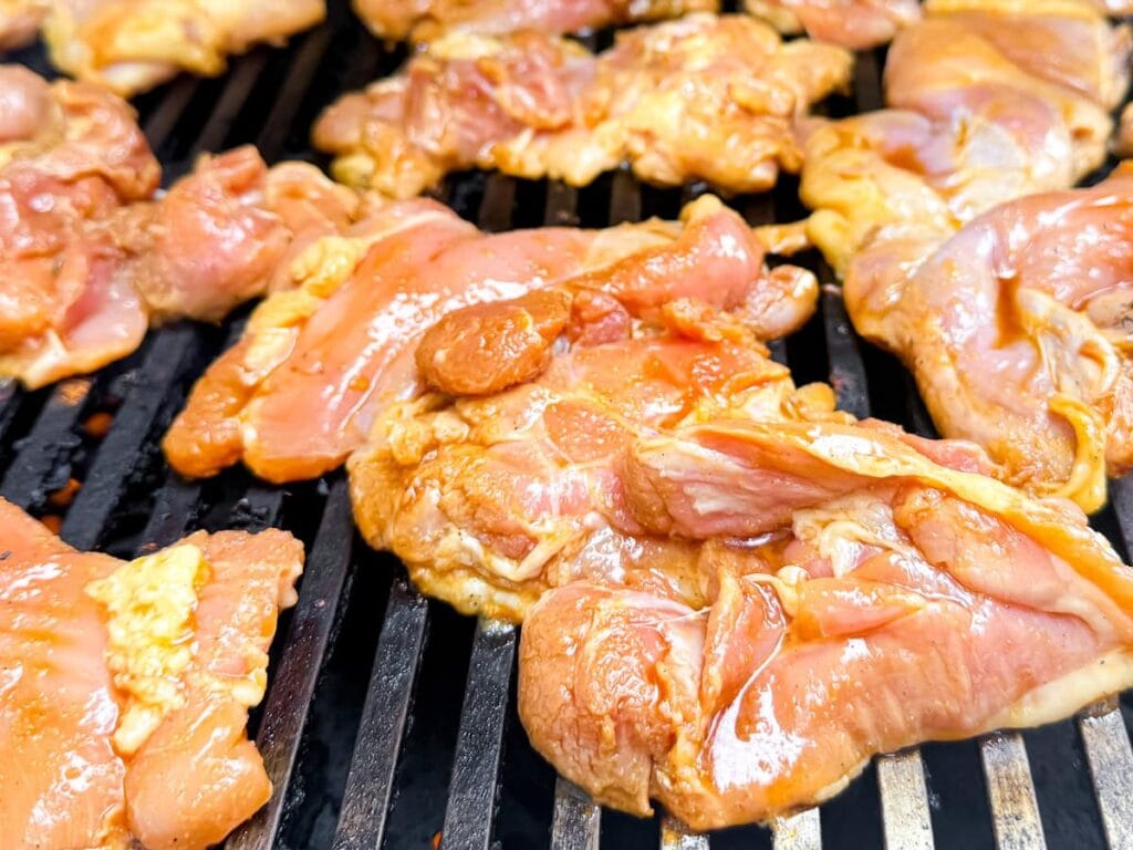 Grilling thighs.