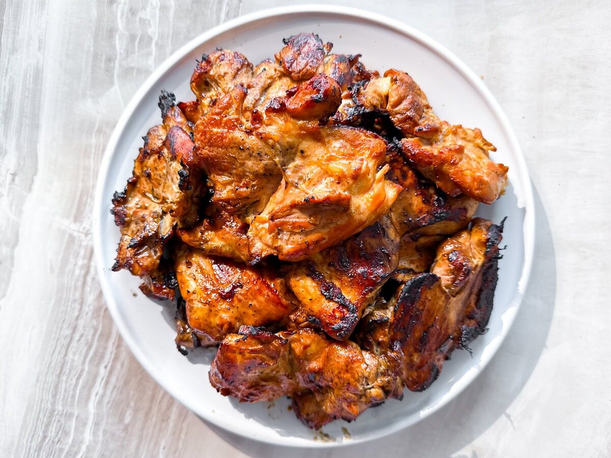 Grilled chicken thighs.