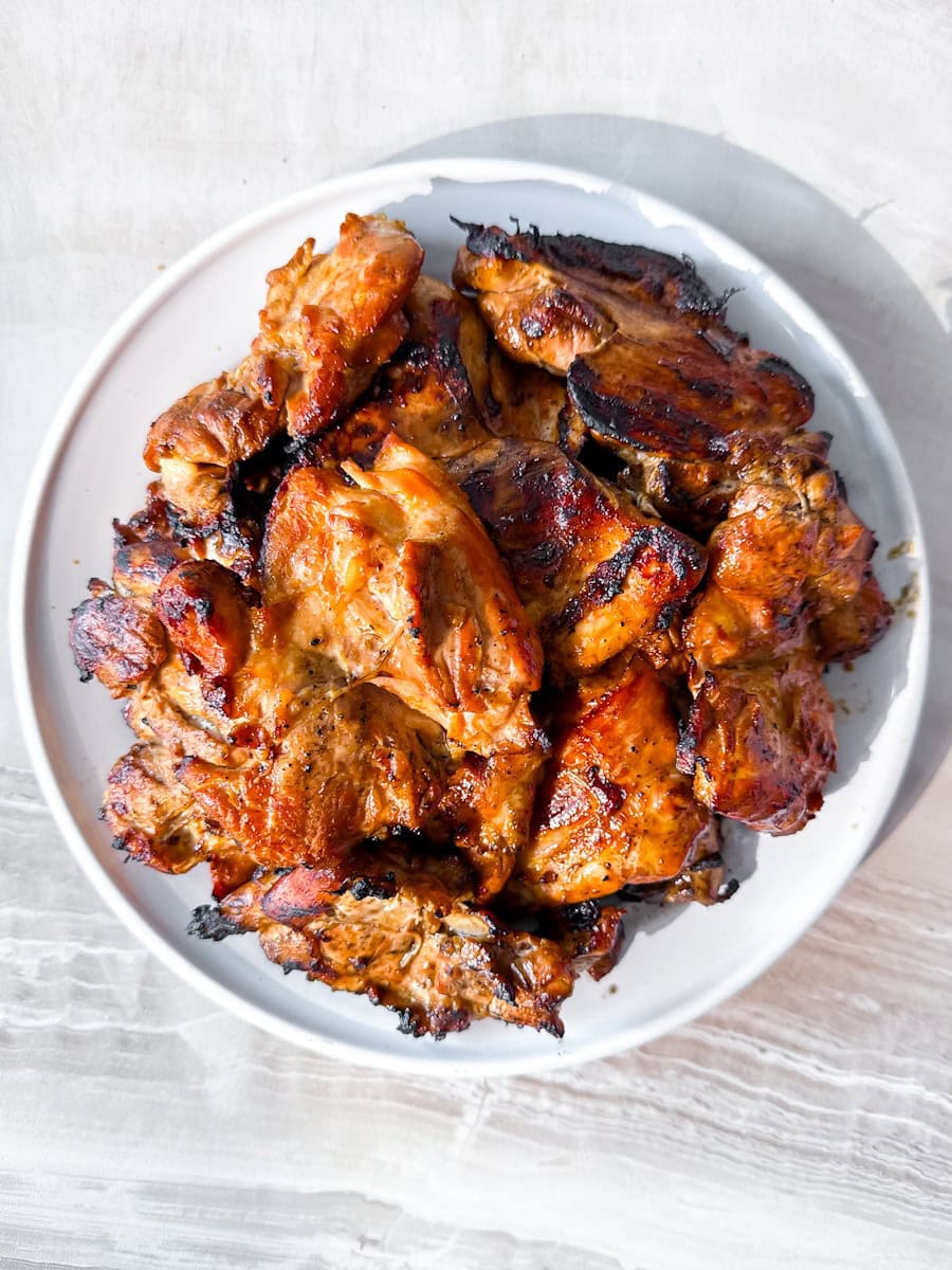 Grilled chicken thighs.