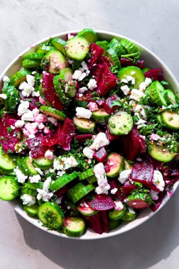 Finished beet cucumber salad.