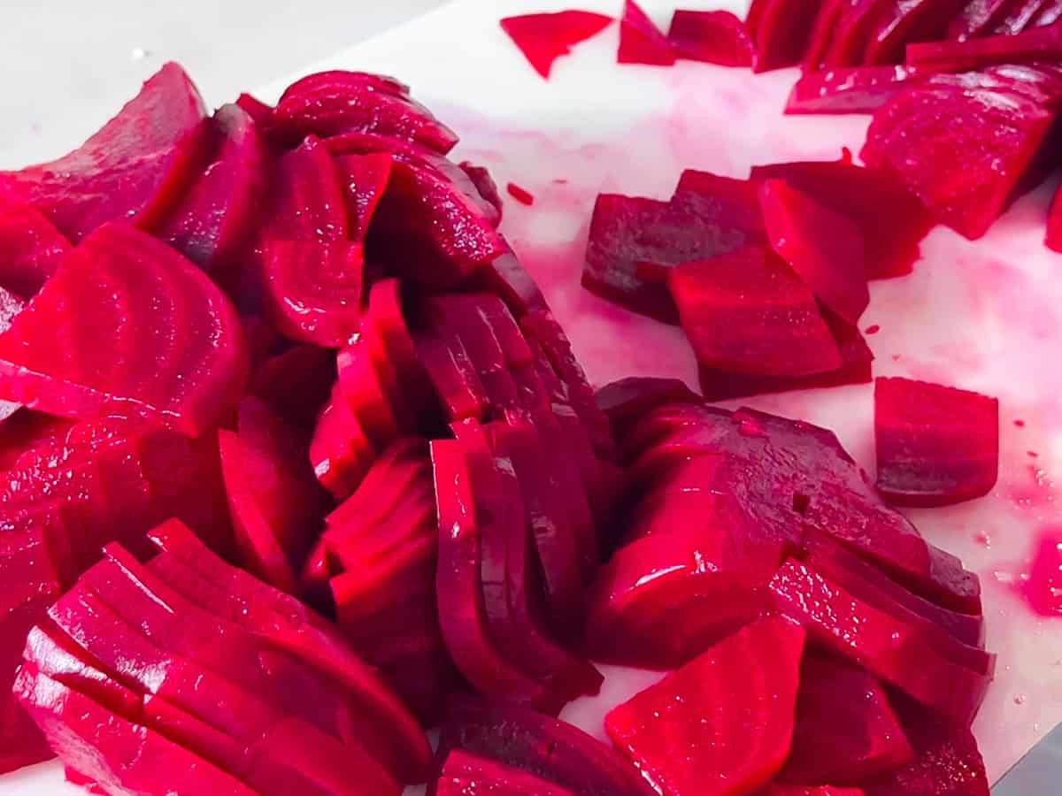 Chopped beets.