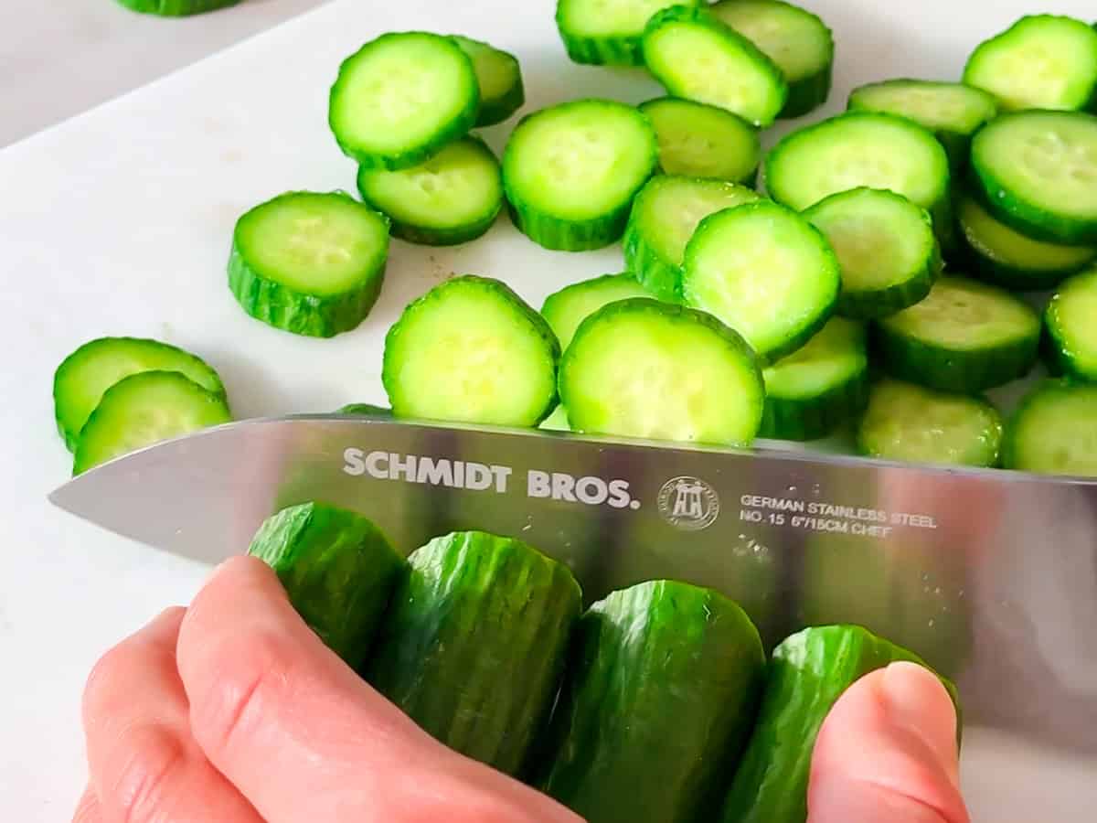 Chopped cucumbers.