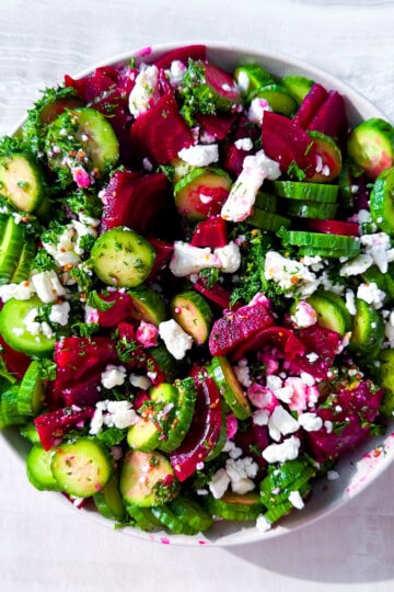 Finished cucumber and beet salad.