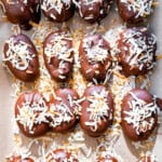 Candy dates written above a photo of chocolate covered candy dates.