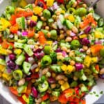 Finished and mixed viral dense bean salad.