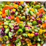 Dense bean salad in a bowl.