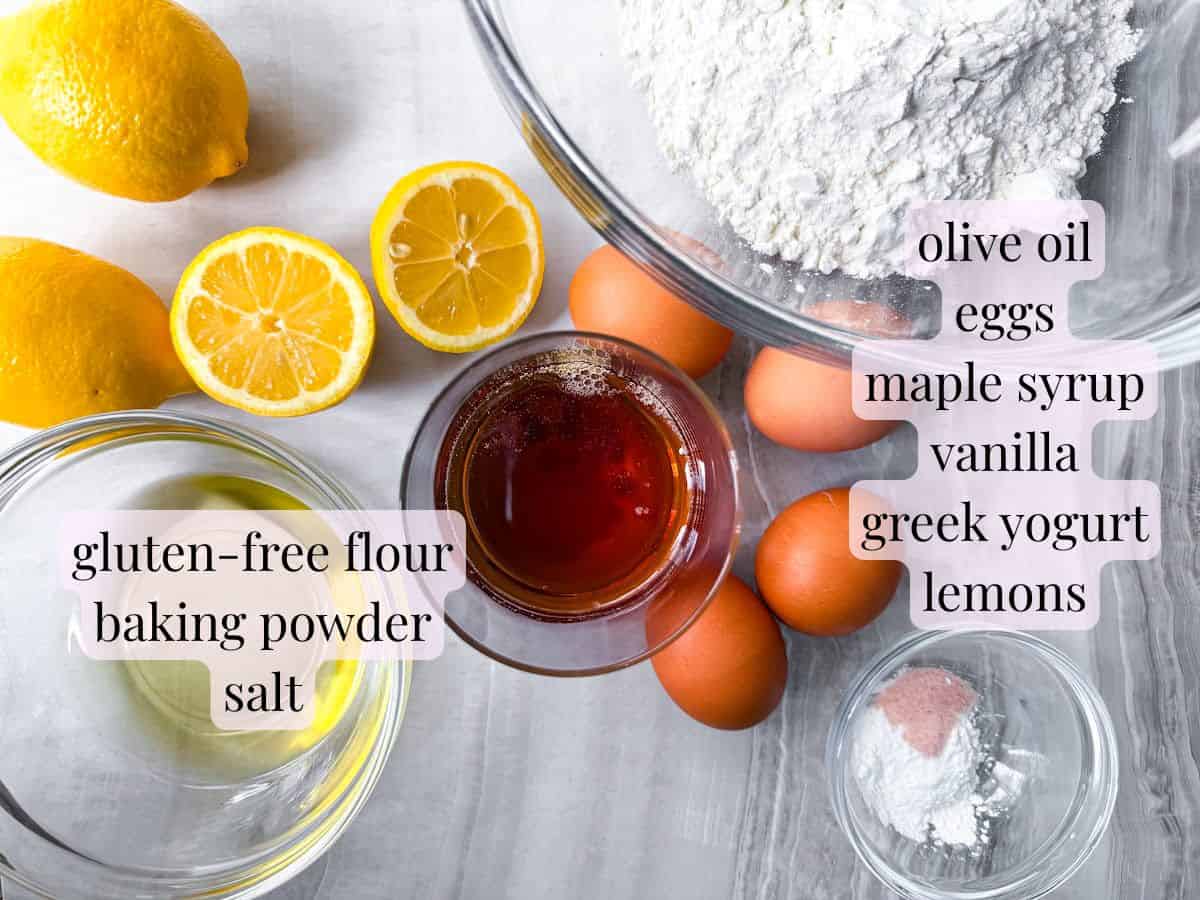 Lemon Olive Oil Cake ingredients.
