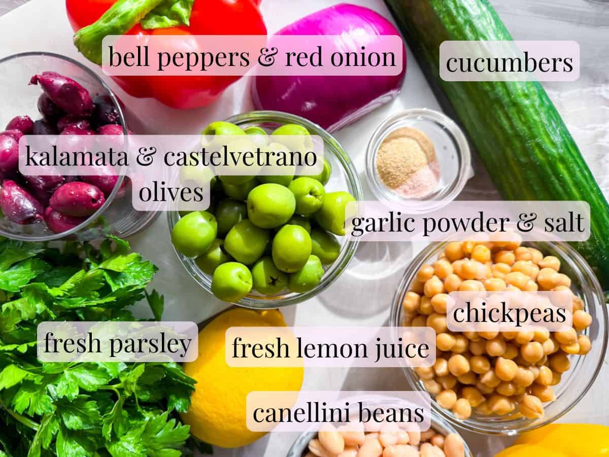 Viral dense bean salad ingredients.