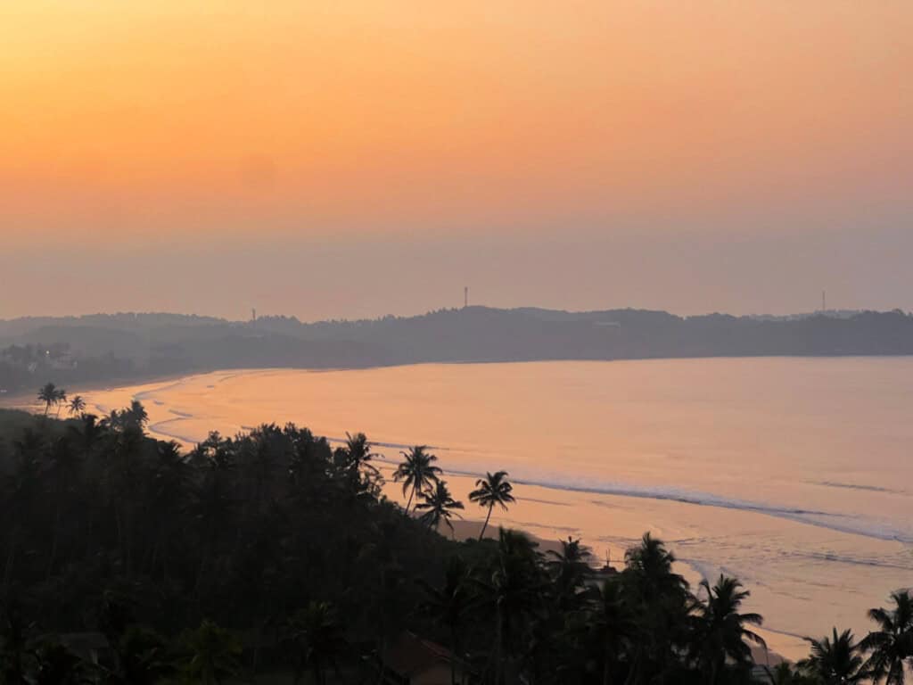 Sunset on a tropical beach.