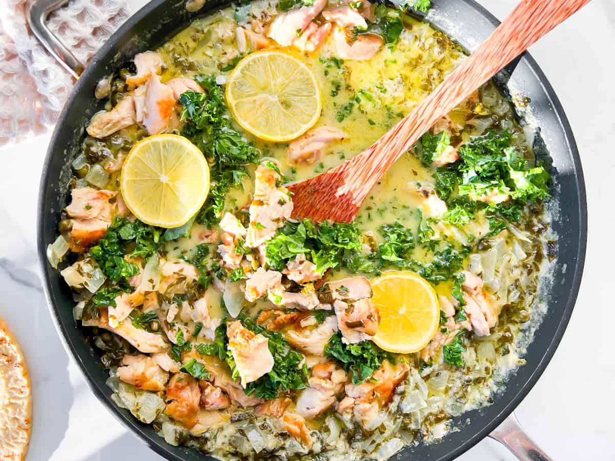 Finished chicken piccata soup.