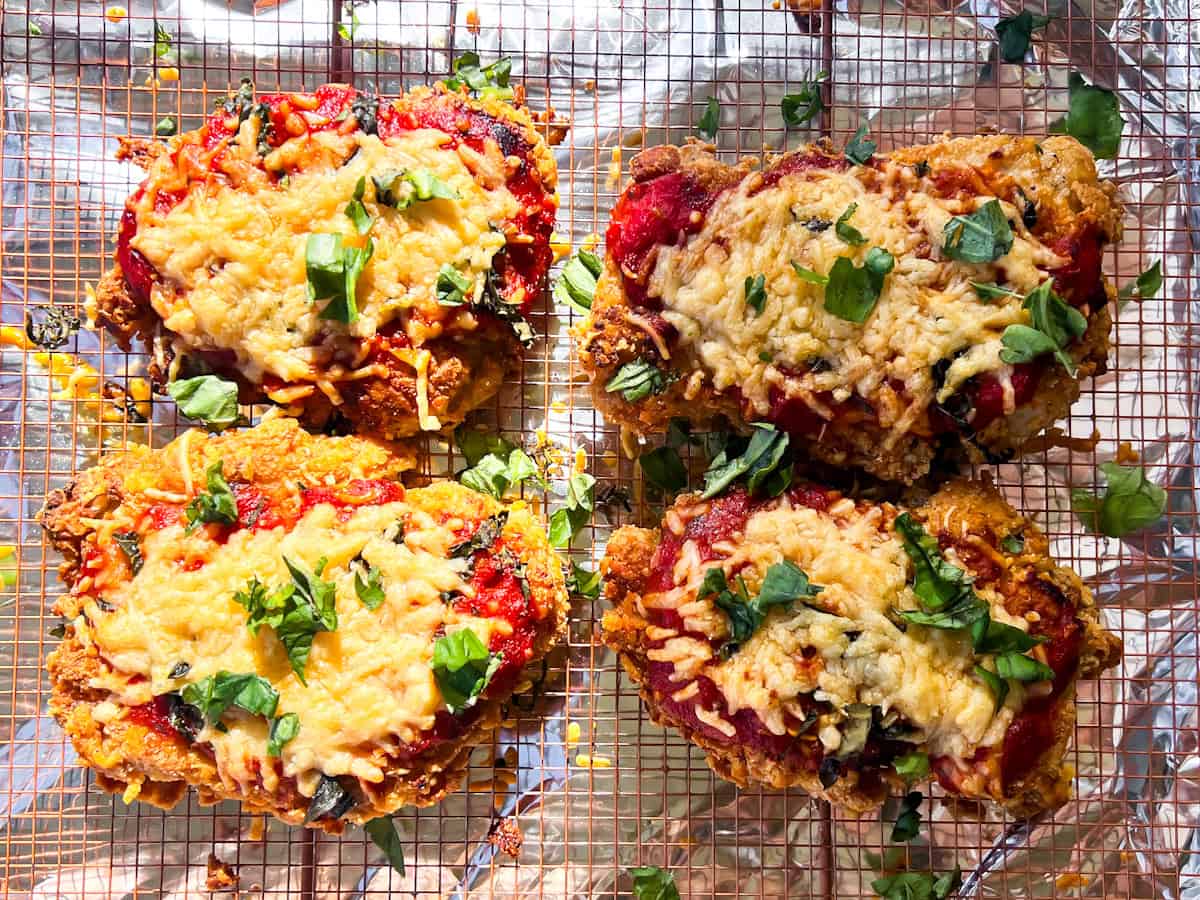 Finished gluten-free chicken parmesan.