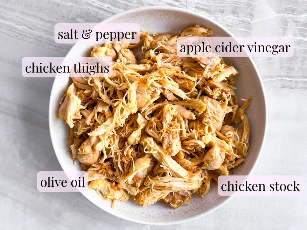 Ingredients for the dutch oven shredded chicken.