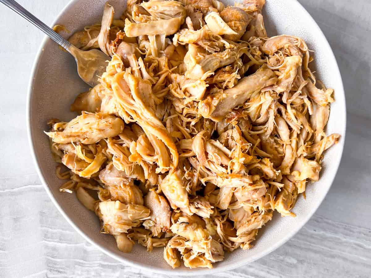 Dutch oven shredded chicken.