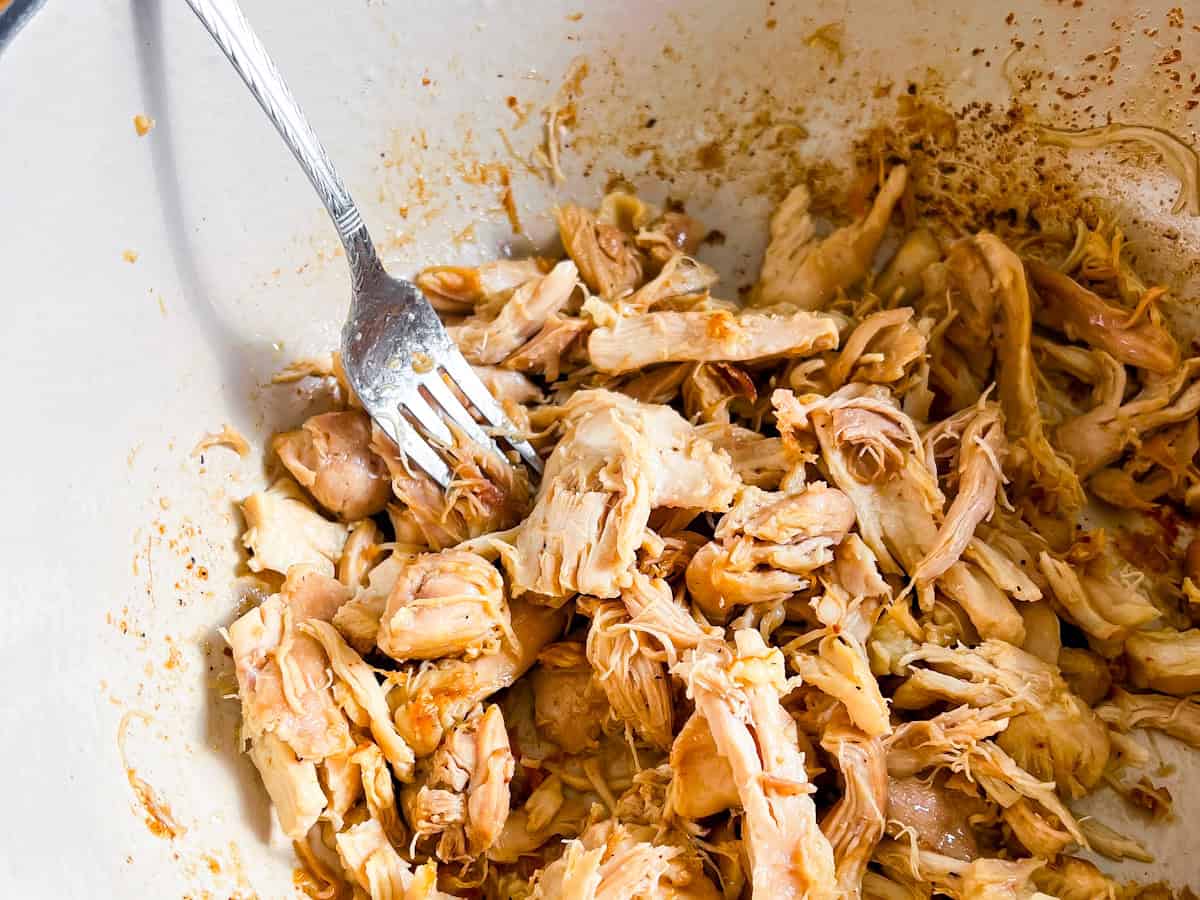 Dutch oven shredded chicken.